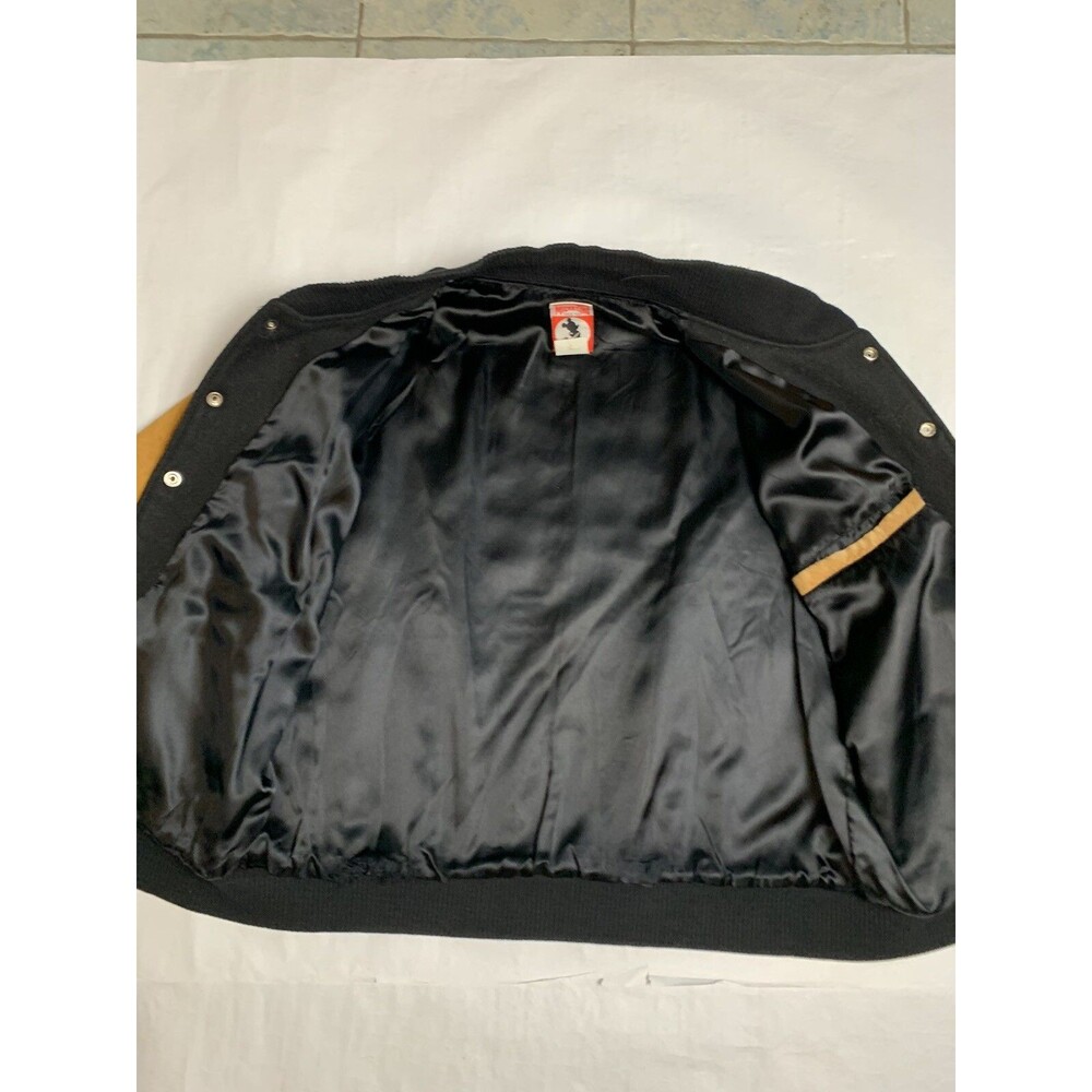 Vintage Walt Disney Studios Leather Wool Bomber Jacket Mickey Mouse M - HTF - Picture 11 of 15